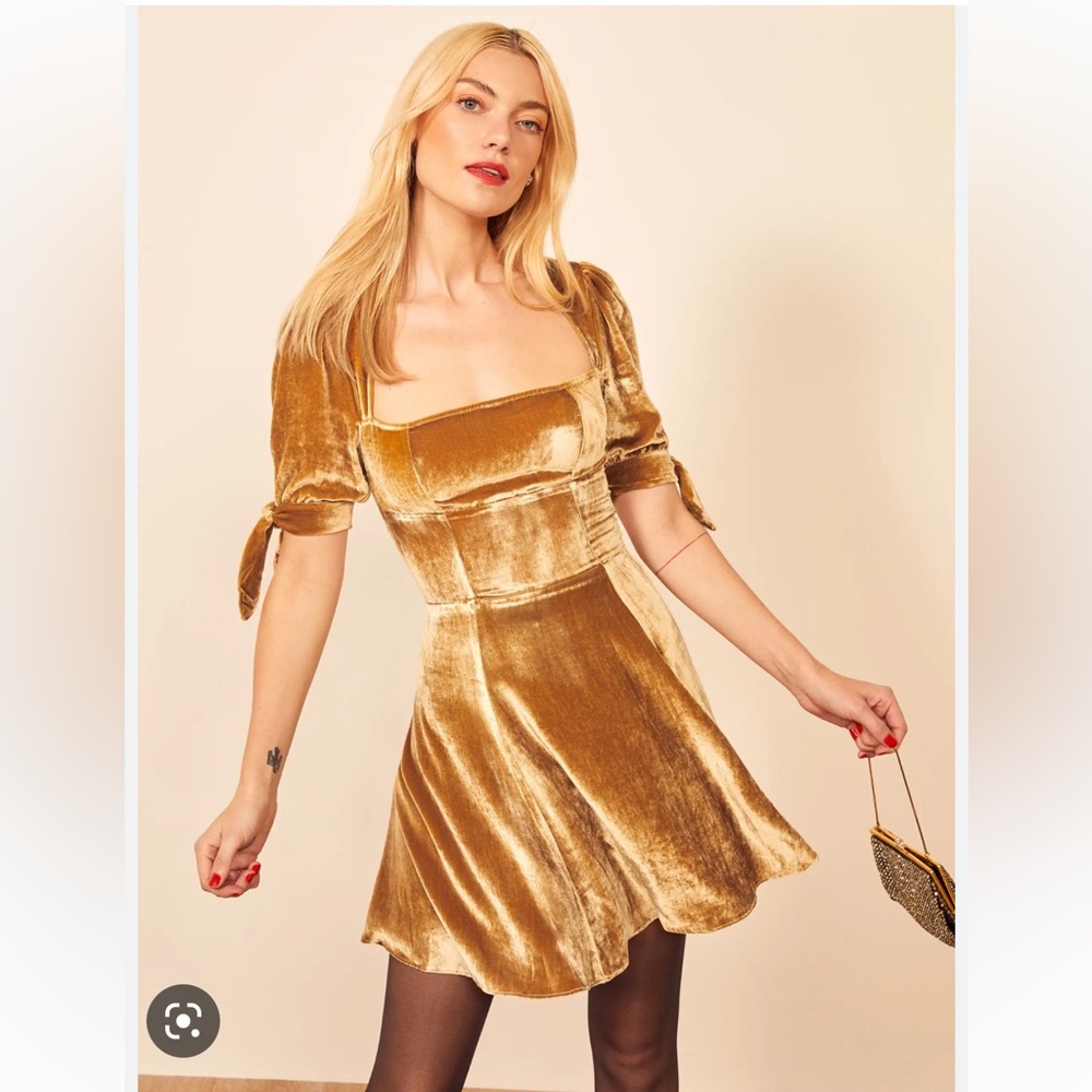 Reformation Gold Cambrie Dress (6)
